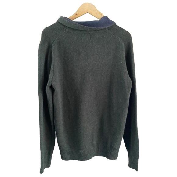 ANAPO Men’s Green Blue Lambs Wool Pool Over B-Neck Sweater Sz M - Picture 2 of 7